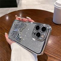 Butterfly Stand Phone Case For Xiaomi Redmi 13C 12 12C A3 A1 Plus Silicone Gradient Glitter Plating Cover Redmi 10 10A 10C 9A 9C Redmi A3