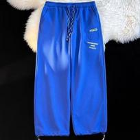 Drawstring Sports Pants Men's Hong Kong Style Harajuku Style Design Niche Casual Trousers S mėlyna