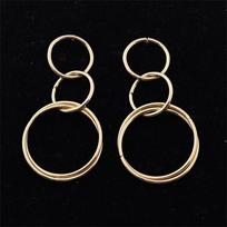 Three Circle Big Round Loop Simple Drop Earrings for Women Geometric Wedding Party Jewelry Christmas Girl Friend Gift