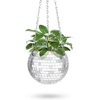 Disco Ball Planter Gardening Creative Hanging Basket Mirror Ball Flower Pot Disco Flower Pot armijos žalia spalva