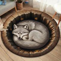 Tree hollows animals Round Area Rug,Carpet Rug for Living Room Bedroom Sofa Playroom Decor,Non slip Floor Mat 80cmx80cm