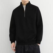 Men's Retro Fleece-Lined Half-Zip Sweatshirt with Stand-Up Collar for Spring, Autumn & Winter 2XL