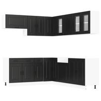 vidaXL Virtuvinių spintelių komplektas, 11 dalių, Kalmar, juoda