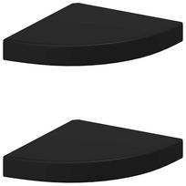 vidaXL Pakabinamos kampinės lentynos, 2vnt., juodos, 25x25x3,8cm, MDF