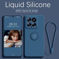 Liquid Silicone Case For Xiaomi 14T Pro 360 ° Rotating Ring Holder Cover For Xiaomi 15 14 13 12 13T 12T Pro Fundas With Strap For Xiaomi 12 Pro&Case & Strap