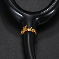 Atoztide Custom Name ID Tag Stethoscope Ring for Women Stainless Steel Jewelry Adjustable Charms Personalized Nurse Doctor Gift adjustable&silver color