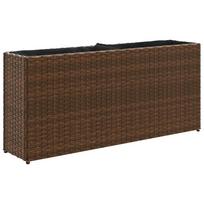 vidaXL Sodo lovelis su 2 vazonais, rudas, 90x20x40cm, poliratanas