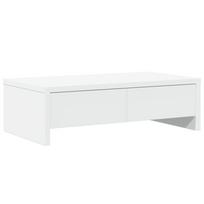 vidaXL Monitoriaus stovas su stalčiais, baltas, 50x27x15cm, mediena