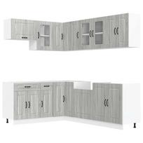 vidaXL Virtuvinių spintelių komplektas, 11 dalių, Kalmar, pilka