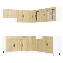 vidaXL Virtuvinių spintelių komplektas, 11 dalių, Kalmar, ąžuolo