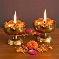 Žalvarinė Diya, gryno žalvario tradicinė aliejinė Puja lempa šventyklai, Mandir, šventės dekoravimui, namų dekoravimui ir Diwali dovanai 2 brown