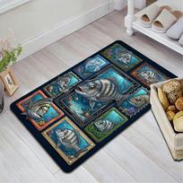 Ocean Fish Collage Pattern Rug Floor Mat for Living Room or Bedroom Soft and Comfortable Carpet a Gift for Birthday and Holiday. 40x60cm( 15x23in )