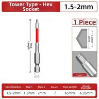 Alloy Steel Electric Screwdriver Bit 6.35mm Hex Shank Hex Bit Set  Automotive Maintenance 1.5-2mm 65mm