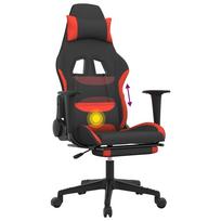Gaming Chair with Massage & Footrest Black and Red Fabric