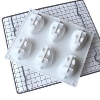 Silikoninė 3D zuikio formelė torto dekoravimui, kepimui, putėsiams, 6 formelės 1