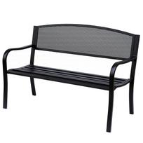 Garden Bench Furniture Patio Park 2 Person Chair Seat Steel Black 120cm Outdoor 127 x 60 x 87 cm