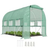 Walk-in Polytunnel Greenhouse Green House with Roll-up Sidewalls, UV-resistant PE Cover, 3 x 2 x 2m, Green 295 x 200 x 200 cm