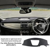 Flanelinis prietaisų skydelio uždangalas automobiliui Alfa Romeo Giulietta 2010-2021, apsauga nuo saulės, anti-UV Flannel Mat RHD juoda