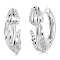 Tulip hoop earrings silver 925 clasp