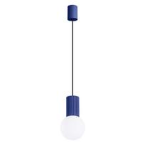 Modern ultramarine grooved glass white ball pendant lamp for living room dining room above the table 1xG9 8W HALO Sollux Lighting