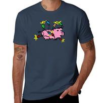 Twinkly Pig Tshirt Simple Line Art Print Tee S