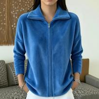 Women's Zip-Up Color Loose Fit Long Sleeve Sweatshirt Casual Top XL