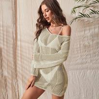 2026 Knit Backless Beach Dress - Sun Protection Cover-up for Vacation Large
