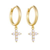 Geometric Cross Stud Earrings Women Sterling With Cubic Zirconia Fashion Lightweight Hoop Jewelry 925 Sterling Silver