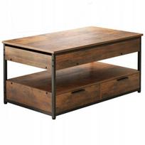 Mediniai kavos stalai, loft stiliaus, atverčiamieji, su stalčiais, svetainės stalai, 100 cm