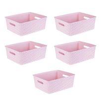 5piece Portable And Durable Anti-Slid Storage Container With Handles Hollow-Carved Stackable Easy To Clean Moistureproof