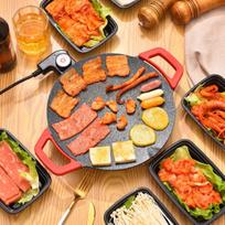 Korean Non-Stick Electric Grill Pan for BBQ & Skewers Standard Set - 28CM Large Pan (for 2-4 people)