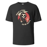 Men's Printed T-shirt What A Time To Be Alive Hip-Hop Shirt For Men Wowen 100% Cotton Breathable Short-Sleeved Basic Tops Tees S pilka