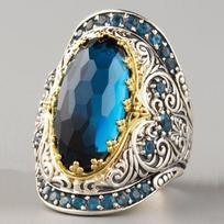 Women's 925 Vintage Thai Silver Ring Topaz Separation Ring Party Engagement Ring Gift Jewellery 10