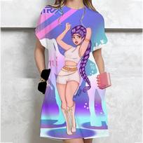 Summer Women's Dress Sexy Anime Character Pattern Fashionable Pocketless Loose Oversized Comfortable Long Dress S