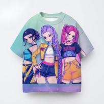 2026 Kids Anime Clothes Girls Kpops Demon Hunters 3D Short Sleeve Casual Fashion Summer Boys Girls T-Shirt 110