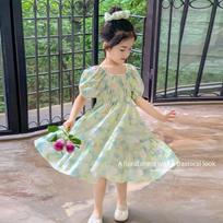 TuTu Xiao Xiang Girls' Cotton Floral Puff Sleeve Princess Dress 130