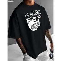 Gorilla Cartoon Anime Character Pattern Print Round Neck Short Sleeve T-shirt Unisex Style Must-have Versatile Short Sleeve Top for Home and Outing S