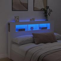 Lova Su LED Galvūgaliu, Balta, 160X18,5X103,5 Cm
