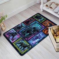 Cyberpunk Panther Portraits Pattern Rug Floor Mat for Living Room or Bedroom Soft and Comfortable Carpet a Gift for Birthday and Holiday. 40x60cm( 15x23in )
