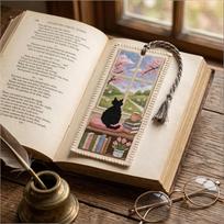 Seasonal Cat Cross Stitch Bookmark Cute Animal Embroidered Fabric Book Marker Gift Spring 4*15