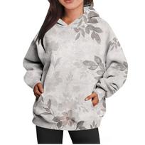 Women's long-sleeved sweater cross-border European and American hoodies fashion loose hoodies 3D long-sleeved retro sweater S