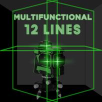 Multifunctional Self-leveling 3D 12 Lines Laser Level Tool Vertical Horizontal Lines with 1.2M 3 Heights Adjustable Alloy Extension Bar Tripod Stand ABS