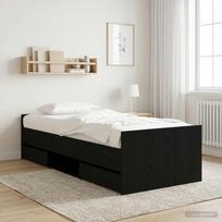 Bed Frame with Drawers Black Oak Engineered Wood