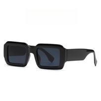 Small Square Full Frame Sunglasses, UV400 PC Frame & PC Lens Light Blocking Eyewear For Driving Outdoor Gathering C1.Black Frame Black and