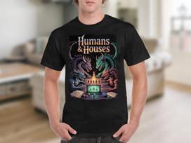 Humans and Houses Graphic Tee, Dragon T-Shirt, Tabletop RPG Shirt for Gamers, Fantasy Game Night Apparel, Unique Geek Gift, Unisex Tee M
