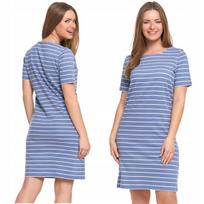 Women's Cotton Dress Short Sleeve Above Knee Comfortable MORAJ L LIGHT BLUE