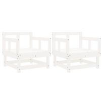 Garden Chairs 2 pcs White Solid Pine Wood