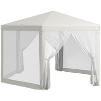 Garden Gazebo, Hexagonal, Mesh Curtains, Metal Frame, 3.94x3.412x2.5m, Cream 394 x 341.2 x 250 cm