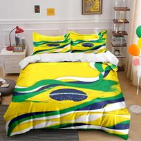 Brazil Flag Pattern Bedding Set Bedding set (1 duvet cover, 2 pillowcases, duvet not included) 135x200cm