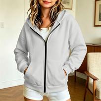 Boys and Girls Zip-Up Hoodie Sweatshirt with Detachable Hood, Long Sleeve, Color, Casual 110